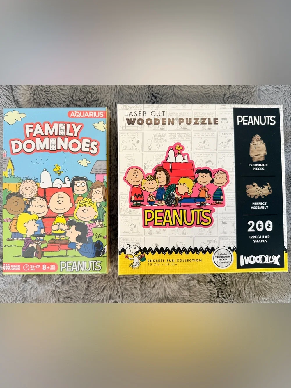 Peanuts Snoopy Merch Lot BNWT New Sealed Laser Cut Wooden Puzzle & Dominoes